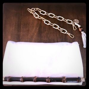 Lilly Pulitzer White Leather Mangrove Clutch